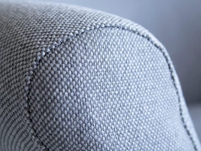 Andrew Martin Curved Armchair In Crib 5 Blue Linen