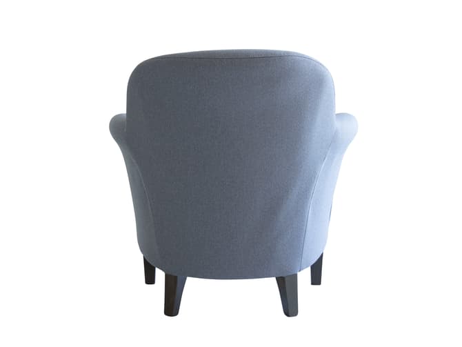 Andrew Martin Curved Armchair In Crib 5 Blue Linen
