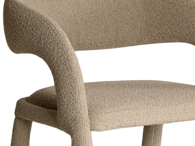 Andrew Martin Curved Bar Stool In Ecru Boucle