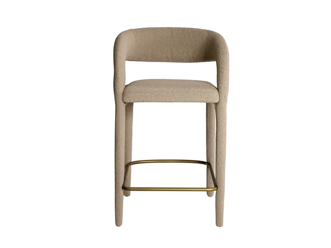 Andrew Martin Curved Bar Stool In Ecru Boucle