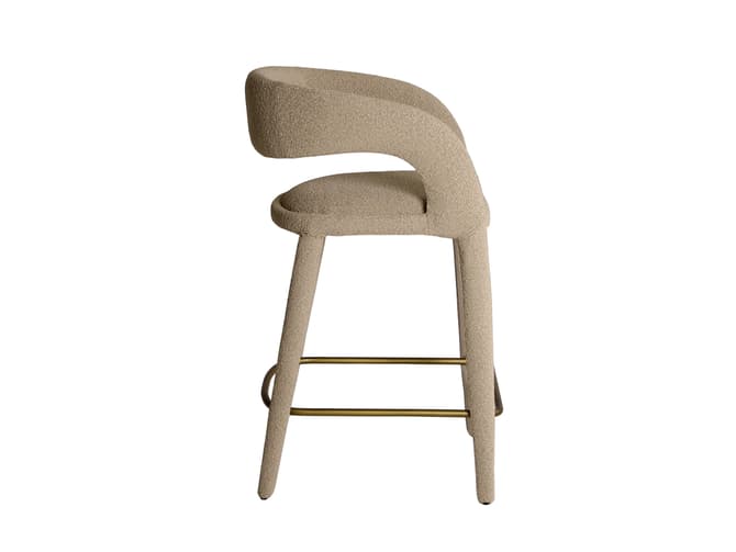 Andrew Martin Curved Bar Stool In Ecru Boucle