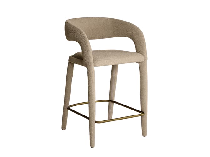 andrew martin Curved bar stool in ecru boucle