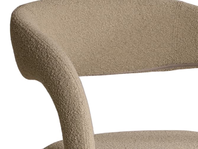 Andrew Martin Curved Dining Chair In Ecru Boucle