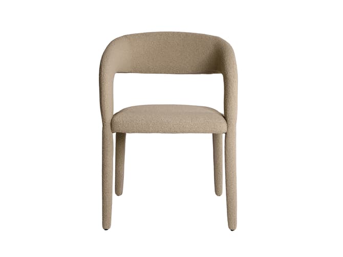 Andrew Martin Curved Dining Chair In Ecru Boucle