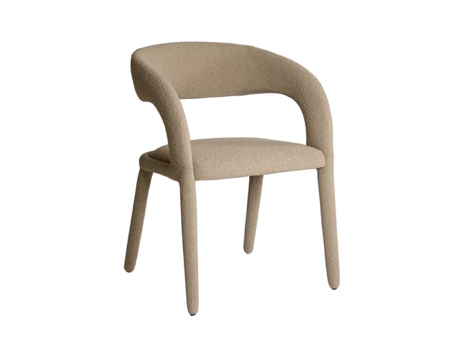andrew martin Curved dining chair in ecru boucle