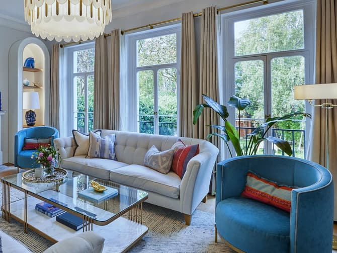 Andrew Martin Curved High-back Sofa In Any Fabric