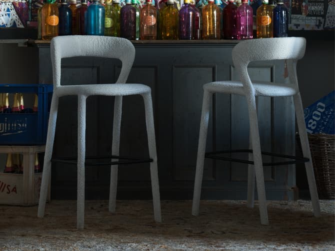 Andrew Martin Curved Open Back Bar Stool In White