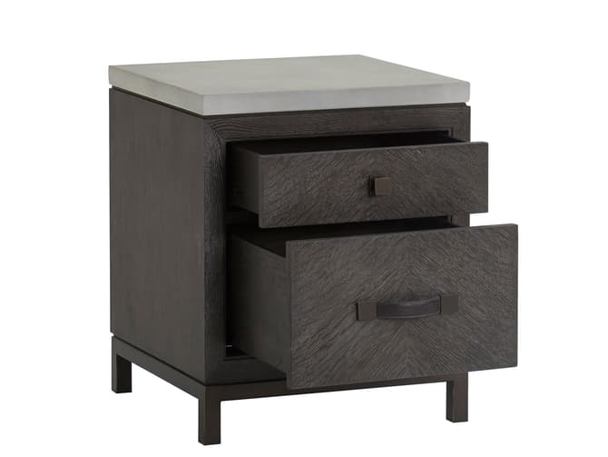 Andrew Martin Dark Oak And Concrete Bedside Table