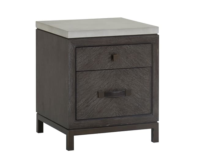 Andrew Martin Dark Oak And Concrete Bedside Table