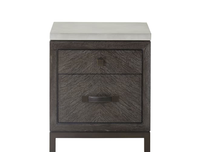 andrew martin Dark oak and concrete bedside table
