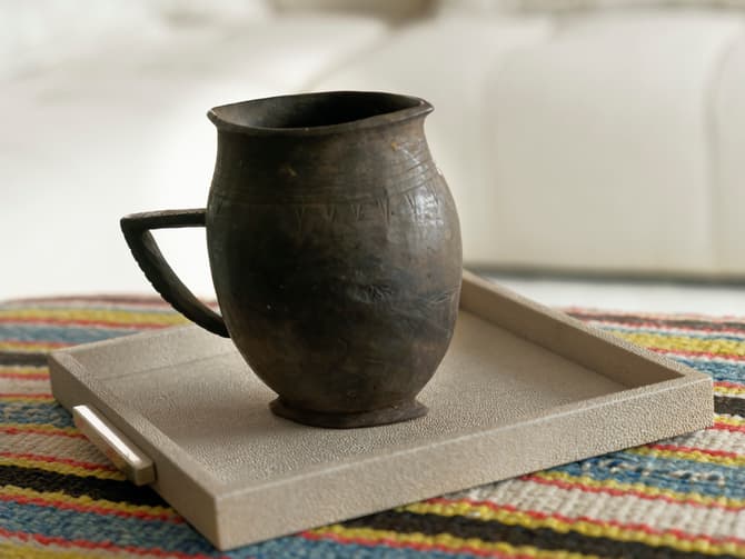 Andrew Martin Decorative Faux Shagreen Cream Tray