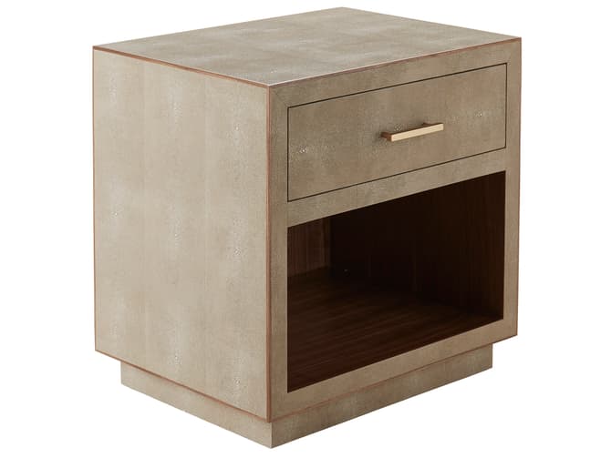 Andrew Martin Faux Shagreen Bedside Table In Cream