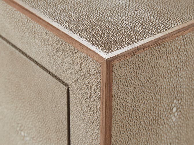 Andrew Martin Faux Shagreen Bedside Table In Cream