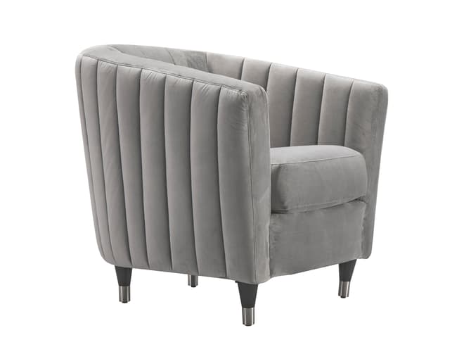 andrew martin Grey quilted velvet occasional chair