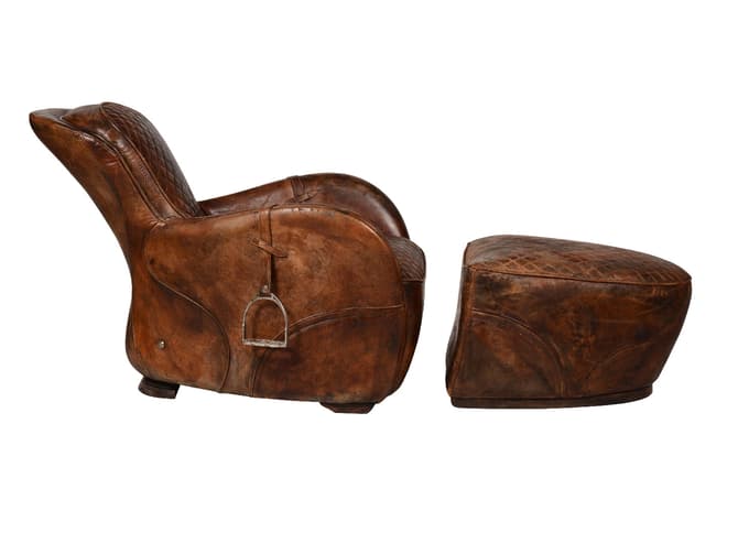 Andrew Martin Leather Footstool By Timothy Oulton