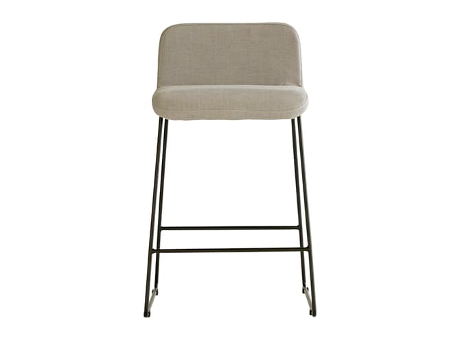 Andrew Martin Low Back Bar Stool In Grey Linen