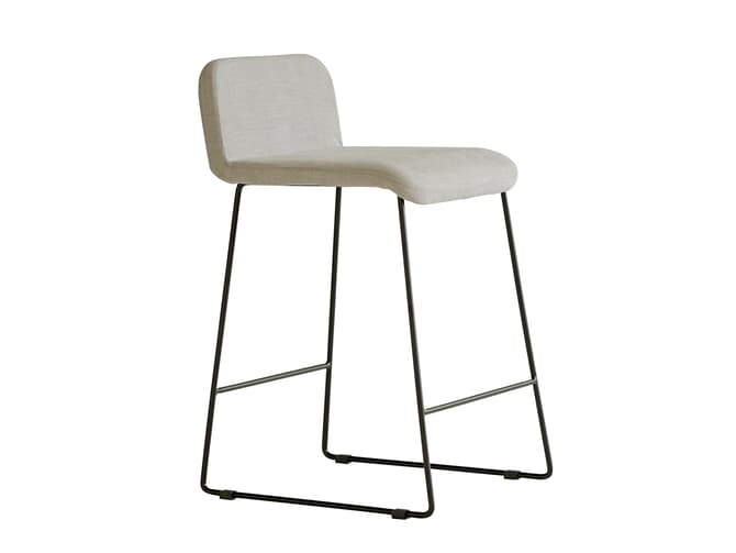 andrew martin Low back bar stool in grey linen
