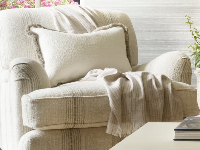 Andrew Martin Merino Wool Throw In Latte