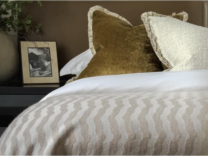 Andrew Martin Merino Wool Throw In Latte