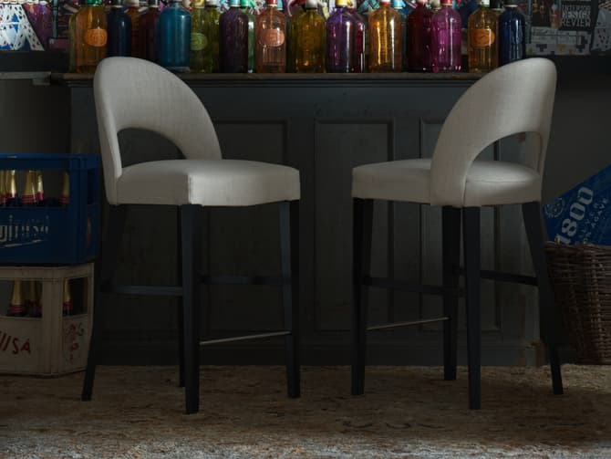 Andrew Martin Modern Bar Stool In Cream Fabric