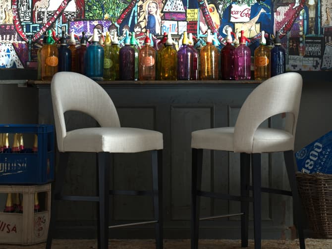 Andrew Martin Modern Bar Stool In Custom Fabric