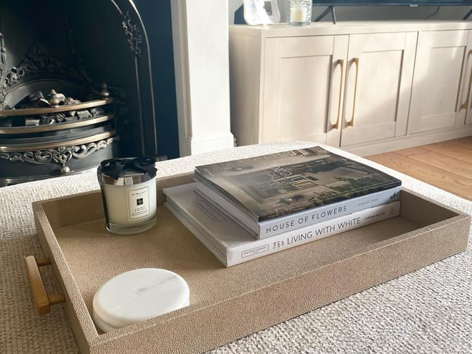 Andrew Martin Porto Faux Shagreen Cream Tray