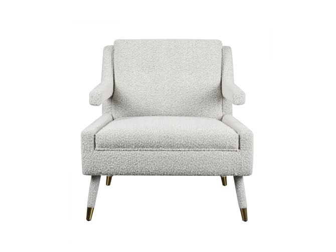 Andrew Martin Retro Armchair In Soft Grey Boucle