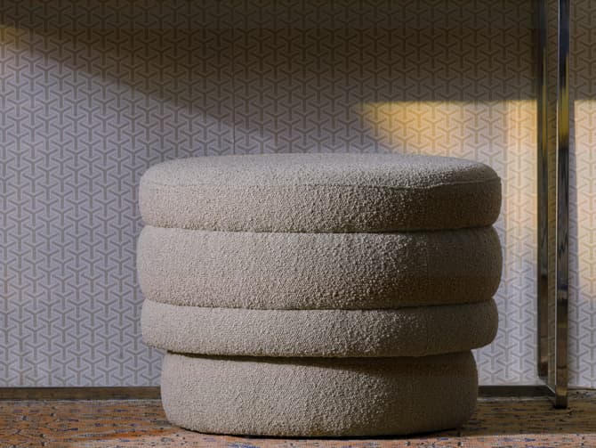 andrew martin Round ottoman in natural