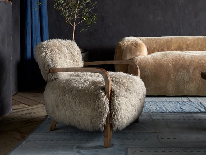 Andrew Martin Sheepskin Armchair By Timothy Oulton
