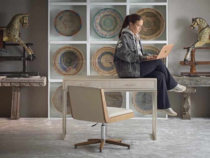 Andrew Martin Sleek Upholstered Swivel Desk Chair