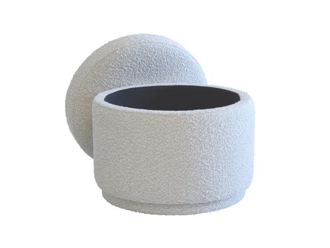 Andrew Martin Storage Footstool In Cream Boucle