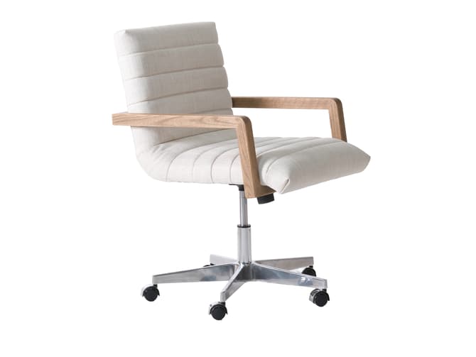 Andrew Martin Swivel Chair In A Neutral Weave