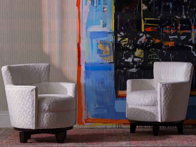 Andrew Martin Upholstered Swivel Armchair