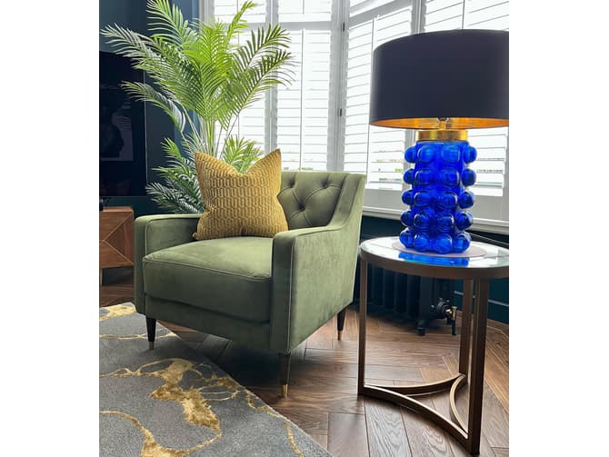 Andrew Martin Antique Brass Finish Frame And Glass Top Side Table