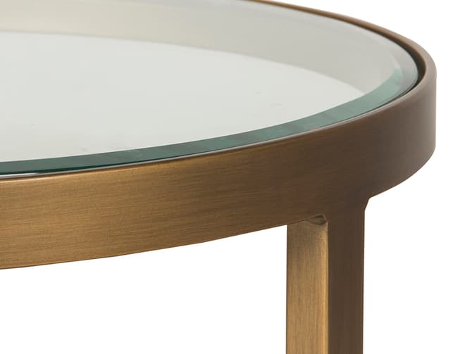 Andrew Martin Antique Brass Finish Frame And Glass Top Side Table