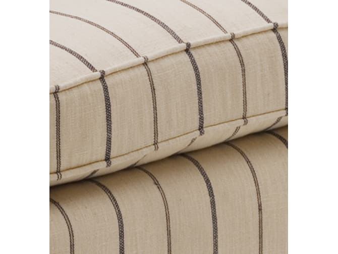 Andrew Martin Armchair In Brown Leather And Ticking Stripe Fabric