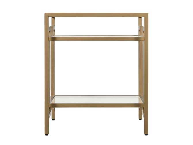 Andrew Martin Art-deco Style Gold Frame And Glass Shelved Side Table