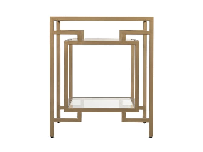 Andrew Martin Art-deco Style Gold Frame And Glass Shelved Side Table