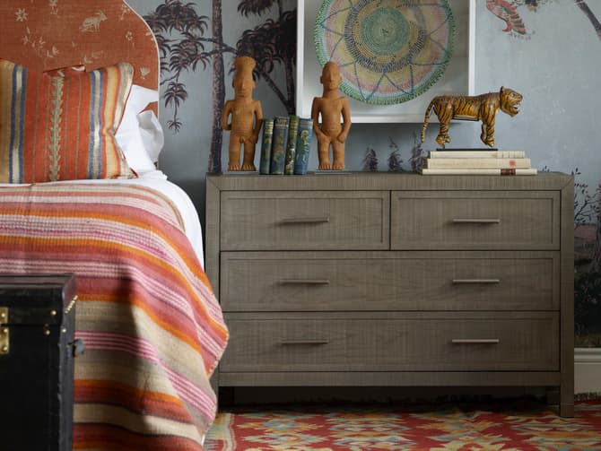 Andrew Martin Ash Wood Chest Of Drawers With Pewter Details