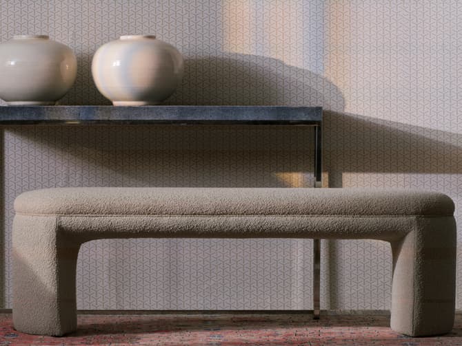 andrew martin Bench ottoman in natural-coloured boucle