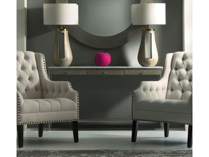 Andrew Martin Classic Buttoned Back Armchair In Cream
