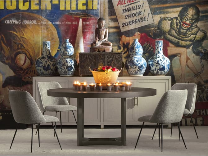 Andrew Martin Comfortable Dining Chair In Grey Chenille