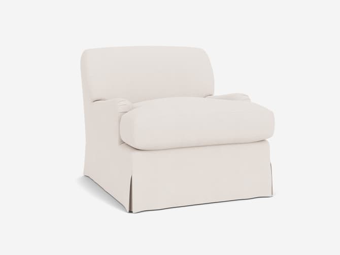 andrew martin Comfy curved armchair in custom fabric