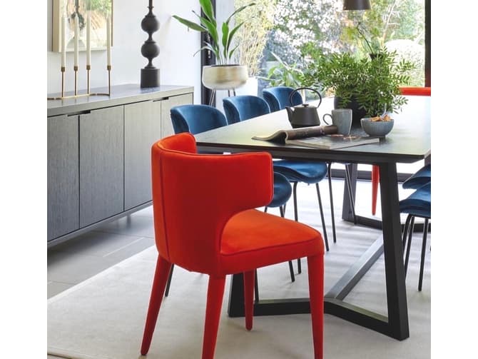 Andrew Martin Contemporary Dining Chair In Orange Velvet