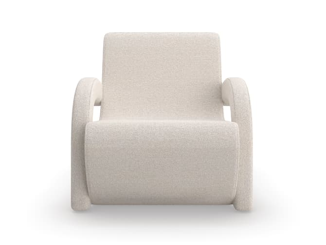 Andrew Martin Curved Accent Chair In Off-white Boucle By Kelly Hoppen
