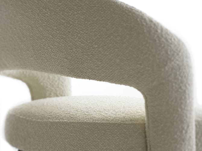 Andrew Martin Curved Dining Chair In Off-white Boucle