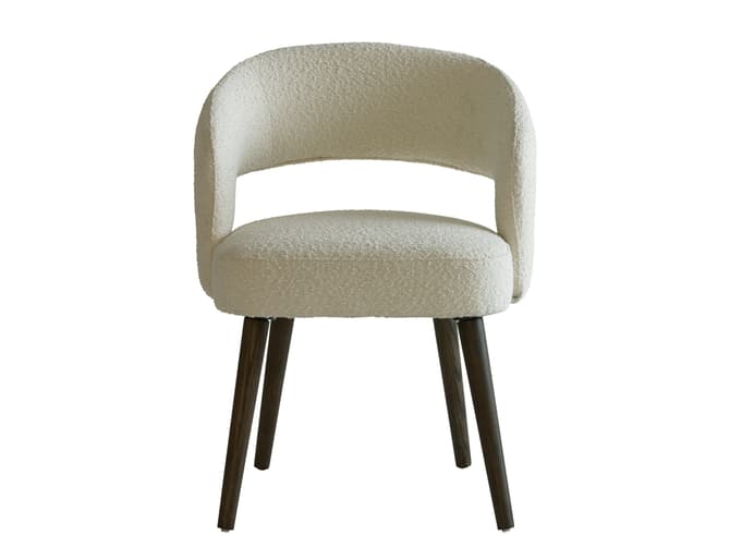 Andrew Martin Curved Dining Chair In Off-white Boucle