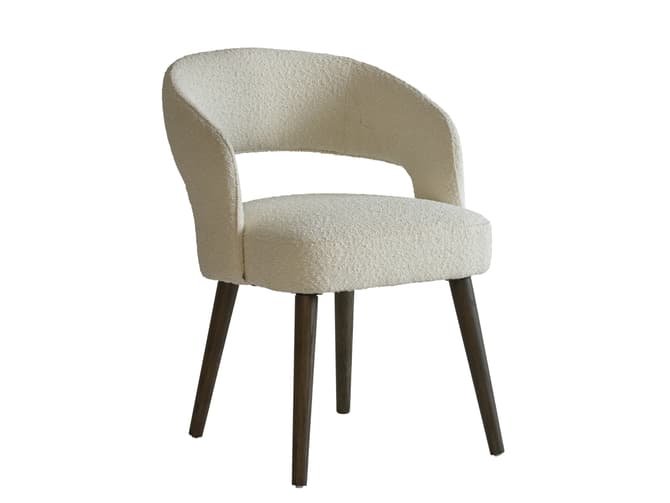 andrew martin Curved dining chair in off-white boucle