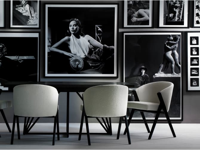 Andrew Martin Elegant Dining Chair In Off-white Boucle