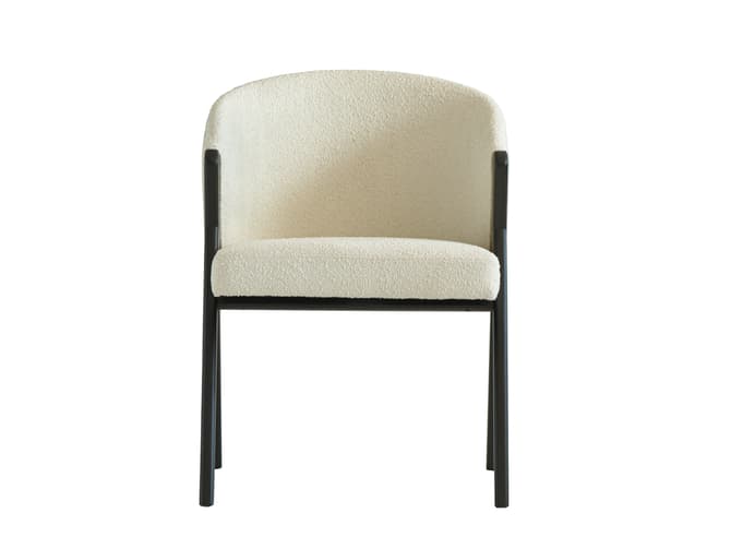 Andrew Martin Elegant Dining Chair In Off-white Boucle